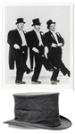 Moe Howards Collapsible Top Hat, Likely Worn on Stage -- No Size Listed, Though Inner Circumference Measures Approximately 22 -- Dobbs Fifth Avenue Black Satin Hat Is Near Fine